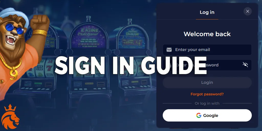 UK Nine Casino - step-by-step instructions for logging into the site.